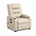 Fauteuil relax électrique inclinable beige en cuir synthétique PU 92 x 94 x 104 cm