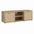 Meuble TV 2 portes chêne clair MDF rectangulaire 150 x 40 x 60 cm
