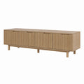 Meuble TV 4 portes en MDF plaqué chêne naturel 180 x 40 x 60 cm