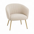 Fauteuil de salon beige en polyester bouclette enveloppant 72 x 68 x 75 cm