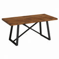 Table à manger rectangulaire marron en bois massif et acier noir 140 x 80 x 75 cm