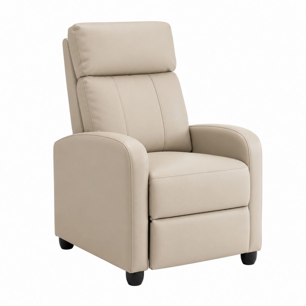 Fauteuil relax inclinable beige en cuir synthétique PU 78 x 90 x 101 cm