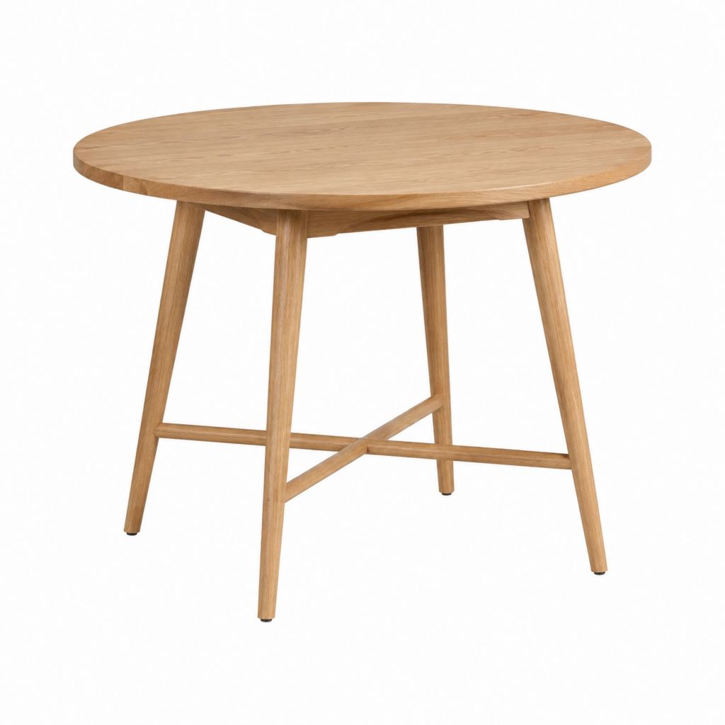 Table à manger ronde naturelle en chêne massif Ø 100 x H 75 cm