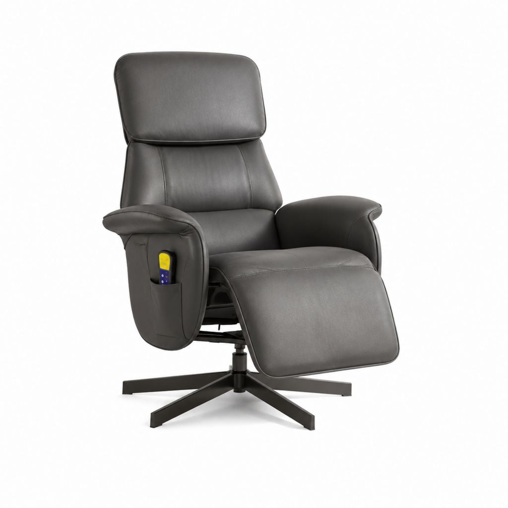 Fauteuil relax électrique inclinable gris en similicuir PU 85 x 95 x 108 cm
