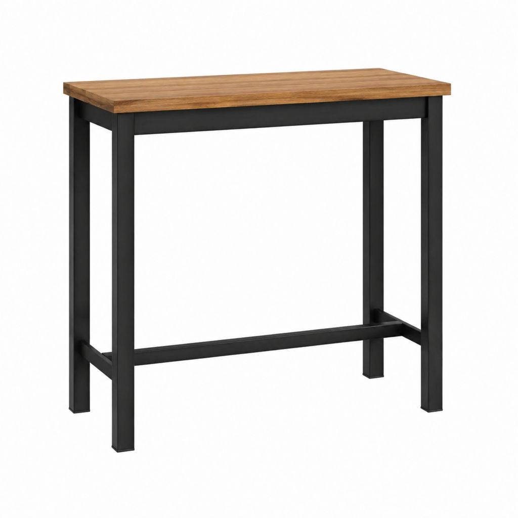 Table de salle à manger haute rectangulaire marron et noir en panneau MDF et acier 120 x 60 x 110 cm