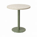 Table à manger ronde beige moucheté et vert en pierre reconstituée et acier 70 x 70 x 75 cm