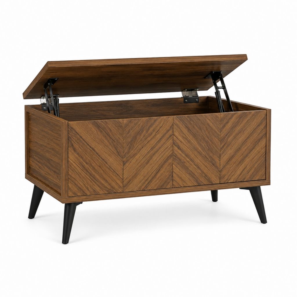 Table basse coffre rectangulaire marron en MDF plaqué 100 x 50 x 50 cm