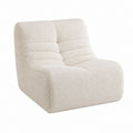 Fauteuil lounge écru en polyester bouclette forme arrondie 88 x 85 x 78 cm